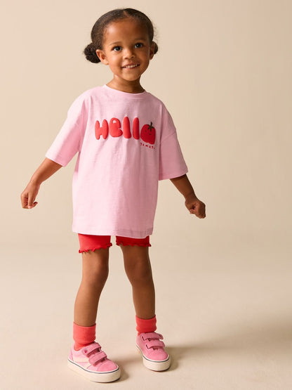 Pink Tomato Character Short Sleeve T-Shirt and Cycle Shorts Set (3mths-7yrs)