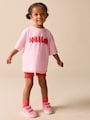 Pink Tomato Character Short Sleeve T-Shirt and Cycle Shorts Set (3mths-7yrs) - Size 3-6 Months (62-68cm)