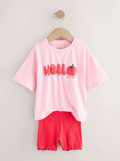 Pink Tomato Character Short Sleeve T-Shirt and Cycle Shorts Set (3mths-7yrs)