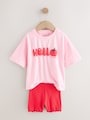 Pink Tomato Character Short Sleeve T-Shirt and Cycle Shorts Set (3mths-7yrs) - Size 3-6 Months (62-68cm)