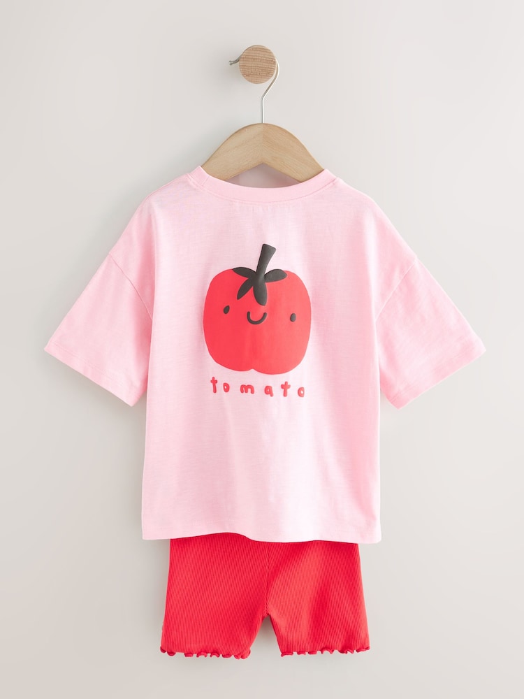 Pink Tomato Character Short Sleeve T-Shirt and Cycle Shorts Set (3mths-7yrs)