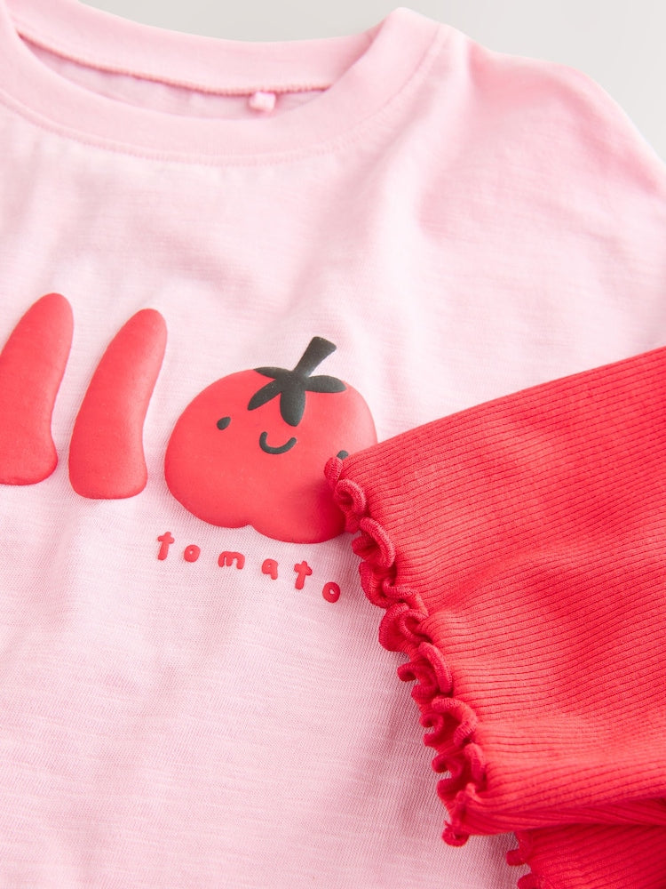 Pink Tomato Character Short Sleeve T-Shirt and Cycle Shorts Set (3mths-7yrs)