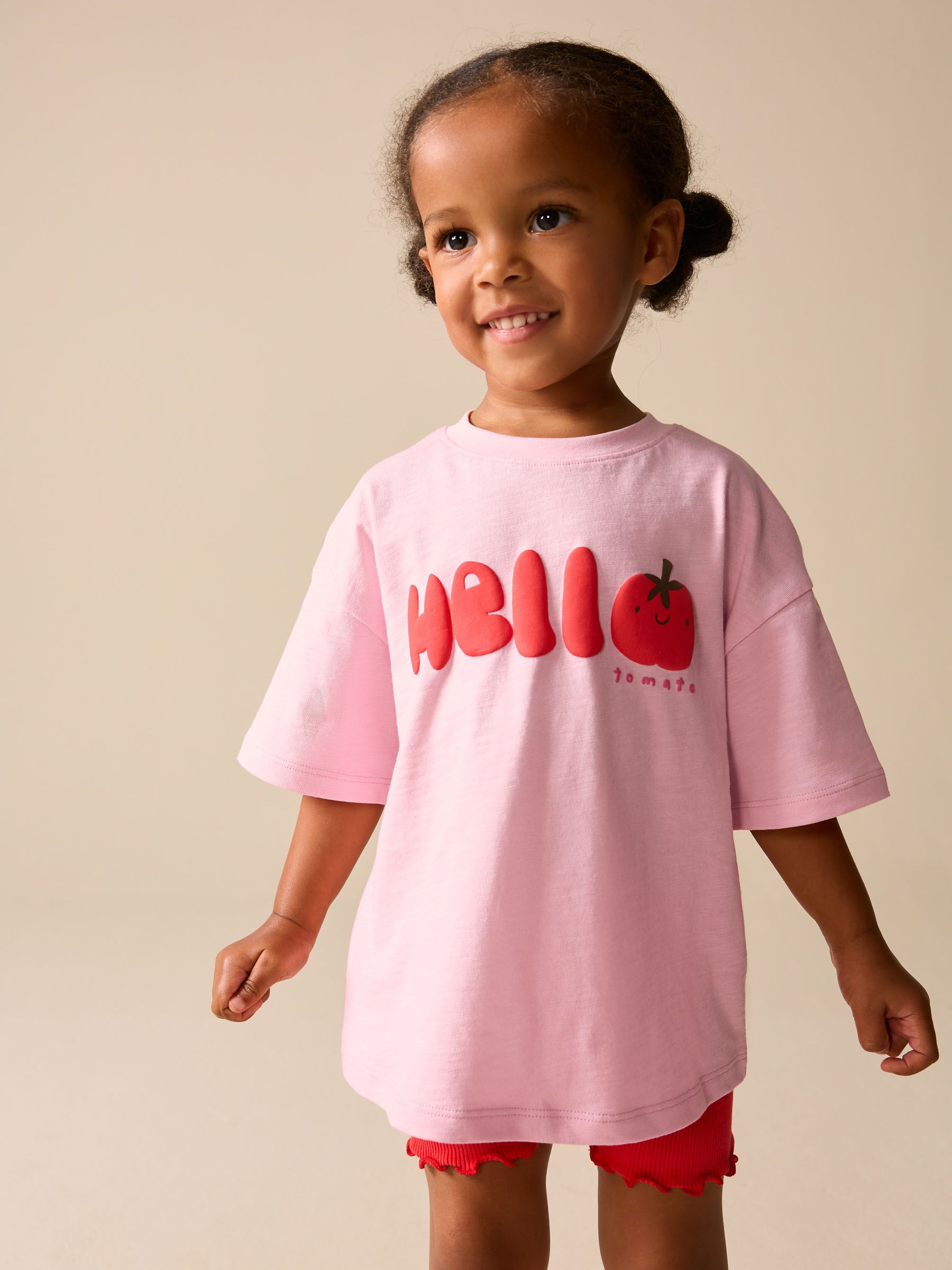 Pink Tomato Character Short Sleeve T-Shirt and Cycle Shorts Set (3mths-7yrs) - Size 3-6 Months (62-68cm) - Default 1