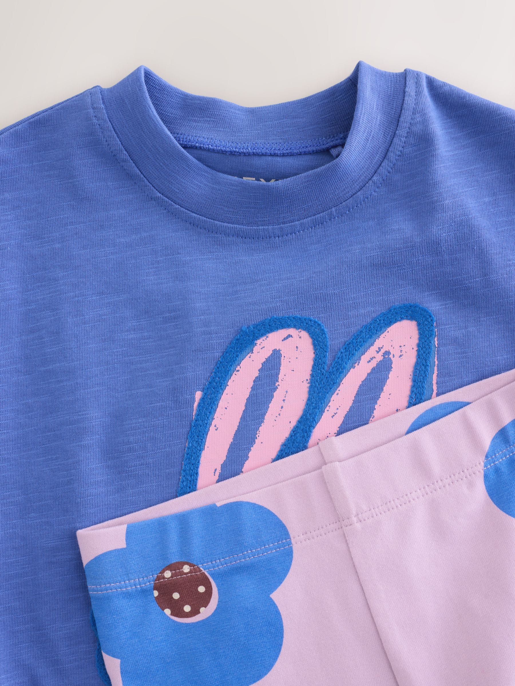 Blue Bunny Short Sleeve T-Shirt and Cycle Shorts Set (3mths-7yrs) - Size 3-6 Months (62-68cm)