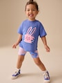 Blue Bunny Short Sleeve T-Shirt and Cycle Shorts Set (3mths-7yrs) - Size 3-6 Months (62-68cm)