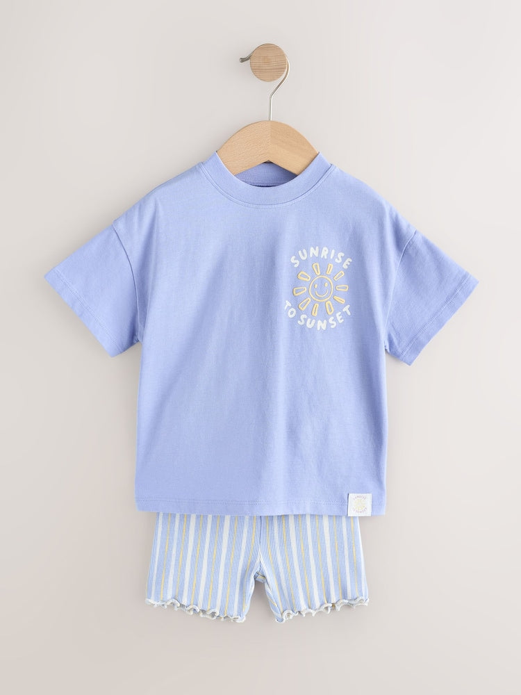 Blue Sunshine Short Sleeve T-Shirt and Cycle Shorts Set (3mths-7yrs)