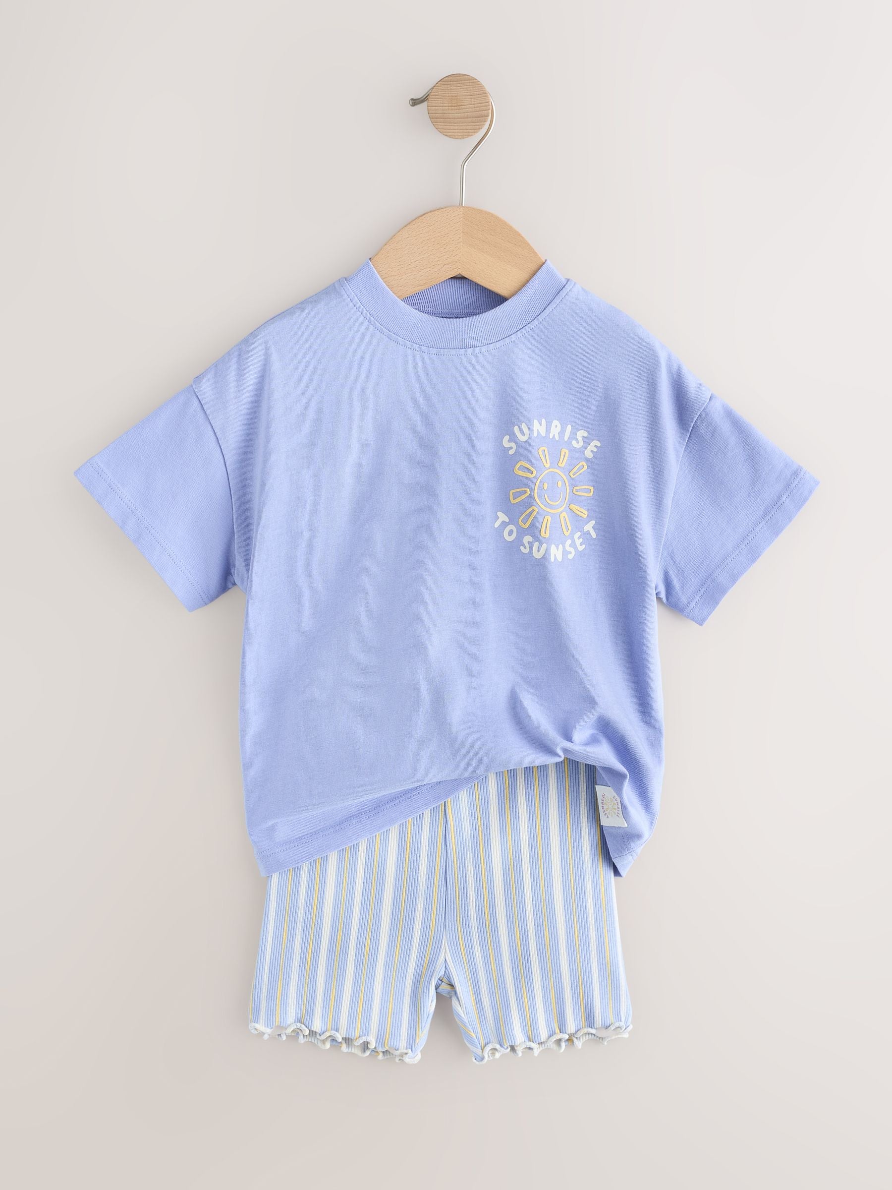 Blue Sunshine Short Sleeve T-Shirt and Cycle Shorts Set (3mths-7yrs) - Size 3-6 Months (62-68cm)