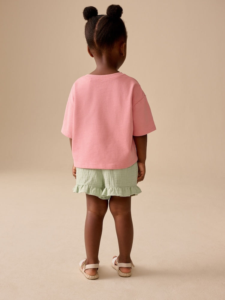 Pink Apple Short Sleeve T-Shirt and Shorts Set (3mths-7yrs) - Size 3-6 Months (62-68cm)