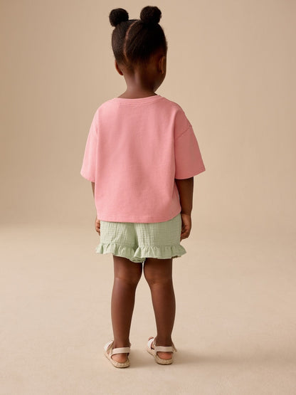 Pink Apple Short Sleeve T-Shirt and Shorts Set (3mths-7yrs) - Size 3-6 Months (62-68cm)
