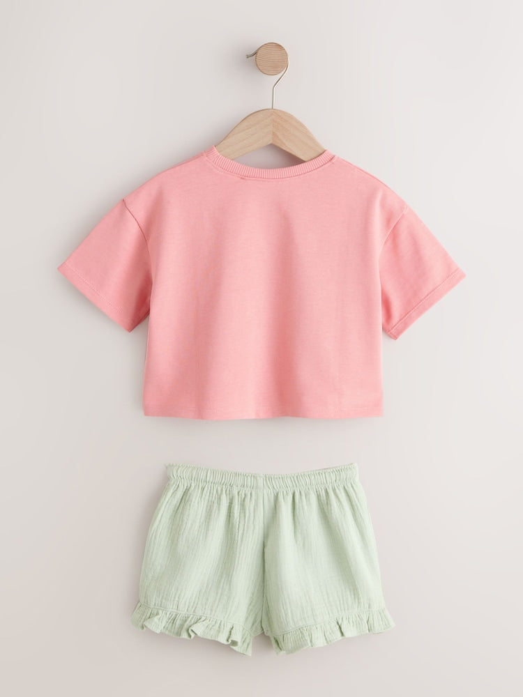 Pink Apple Short Sleeve T-Shirt and Shorts Set (3mths-7yrs) - Size 3-6 Months (62-68cm)