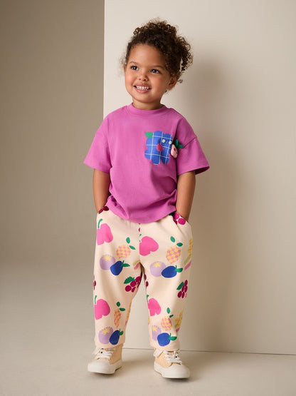 Purple Short Sleeve T-Shirt and Barrel Trousers Set (3mths-7yrs)