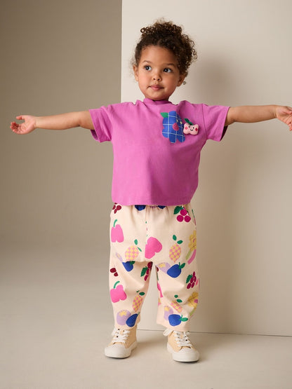 Purple Short Sleeve T-Shirt and Barrel Trousers Set (3mths-7yrs)
