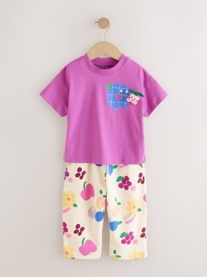 Purple Short Sleeve T-Shirt and Barrel Trousers Set (3mths-7yrs)