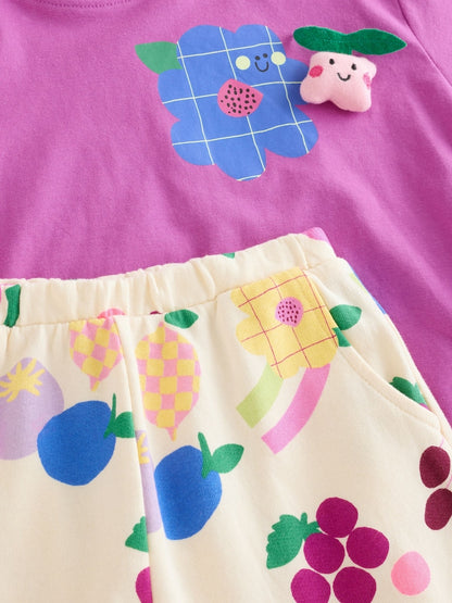 Purple Short Sleeve T-Shirt and Barrel Trousers Set (3mths-7yrs)