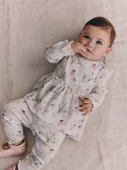 White Fairy Peplum Top and Leggings Baby Set (0mths-2yrs)