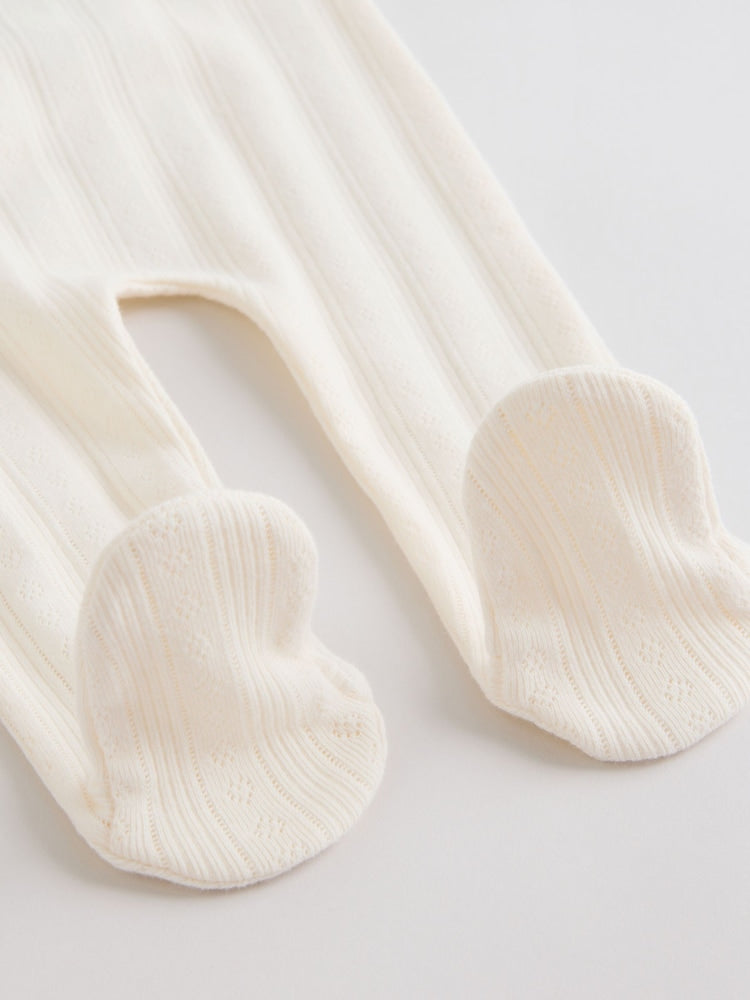Ecru Pointelle Bodysuit Leggings And Cardigan Baby Set 3 Piece (0-9mths) - Size First Size (50cm)