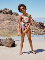 Black Tropical Cutout Swimsuit (3-16yrs) - Size 3 Years (98cm)