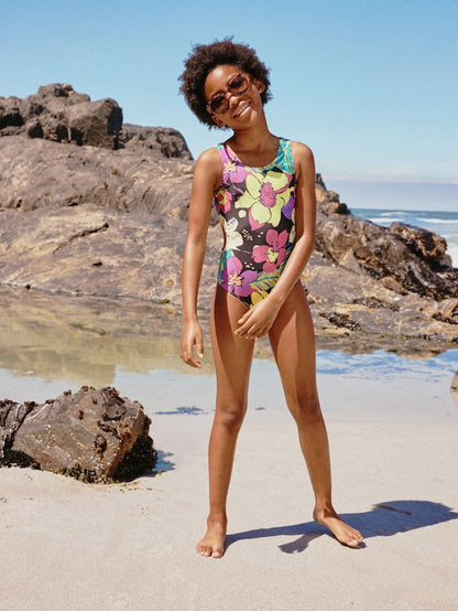 Black Tropical Cutout Swimsuit (3-16yrs) - Size 3 Years (98cm)