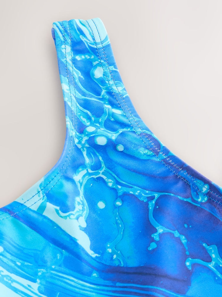 Blue Scoop Neck Swimsuit (3-16yrs)