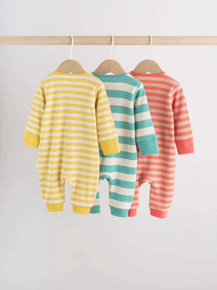 Multi Stripe Baby Sleepsuits 3 Pack (0mths-3yrs)
