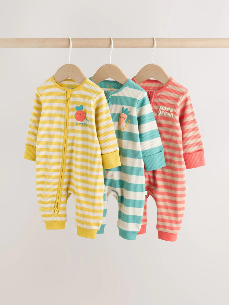 Multi Stripe Baby Sleepsuits 3 Pack (0mths-3yrs)