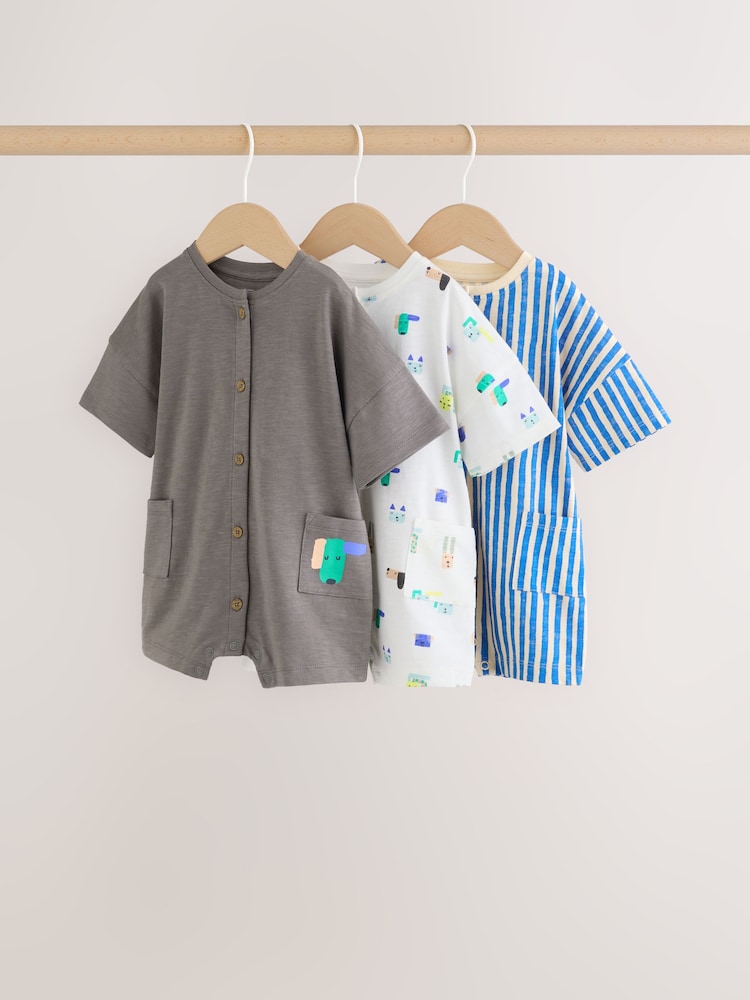 Green Print Jersey Baby Rompers 3 Pack - 12-18 Months (80-86cm)