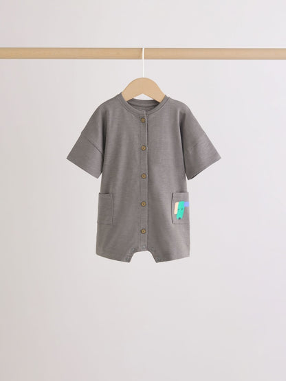 Green Print Jersey Baby Rompers 3 Pack