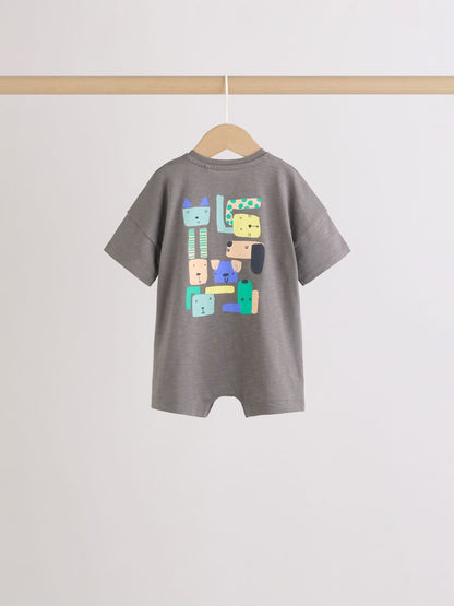 Green Print Jersey Baby Rompers 3 Pack
