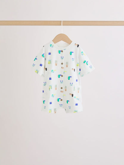 Green Print Jersey Baby Rompers 3 Pack
