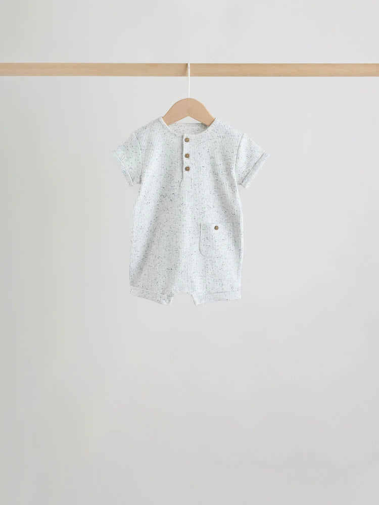 Grey Grandad Button Neck Baby Rompers 4 Pack