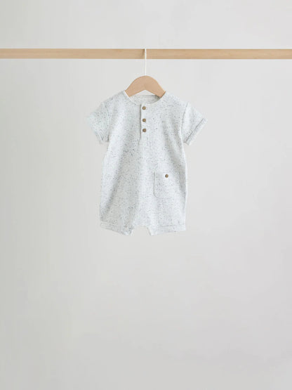 Grey Grandad Button Neck Baby Rompers 4 Pack