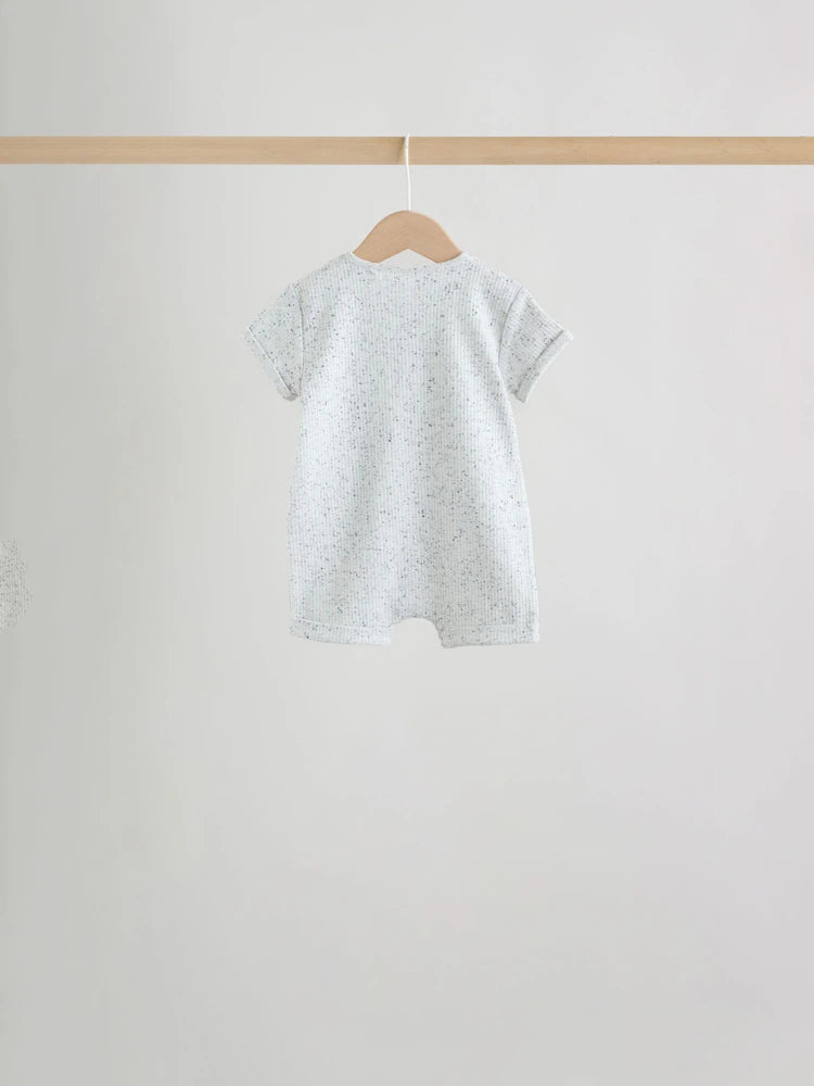 Grey Grandad Button Neck Baby Rompers 4 Pack