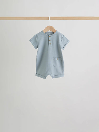 Grey Grandad Button Neck Baby Rompers 4 Pack