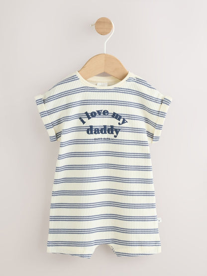 Blue Striped I love my Daddy Jersey Baby Romper - Blue Striped I love my Daddy / 12-18 Months (80-86cm)