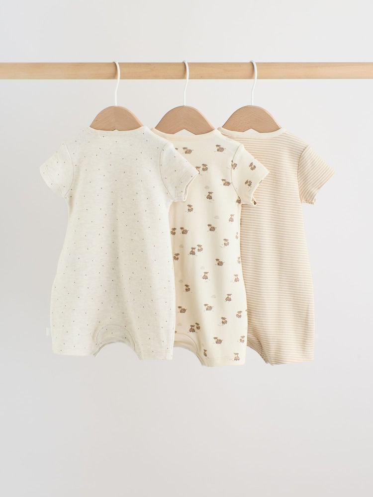 Neutral Hamish Highland Cow Jersey Baby Rompers 3 Pack