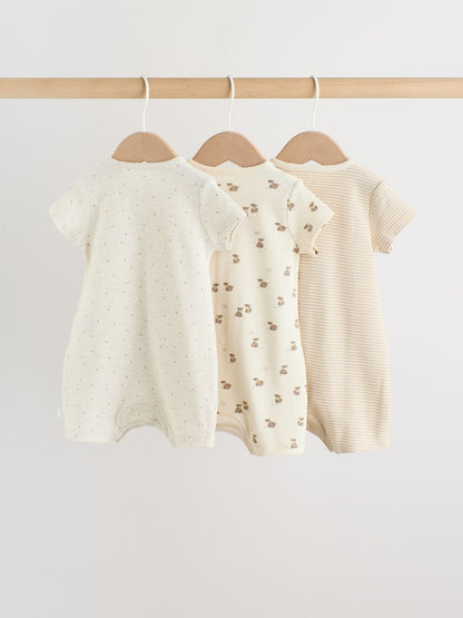 Neutral Hamish Highland Cow Jersey Baby Rompers 3 Pack