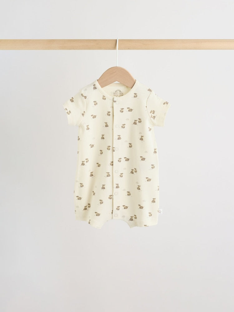 Neutral Hamish Highland Cow Jersey Baby Rompers 3 Pack