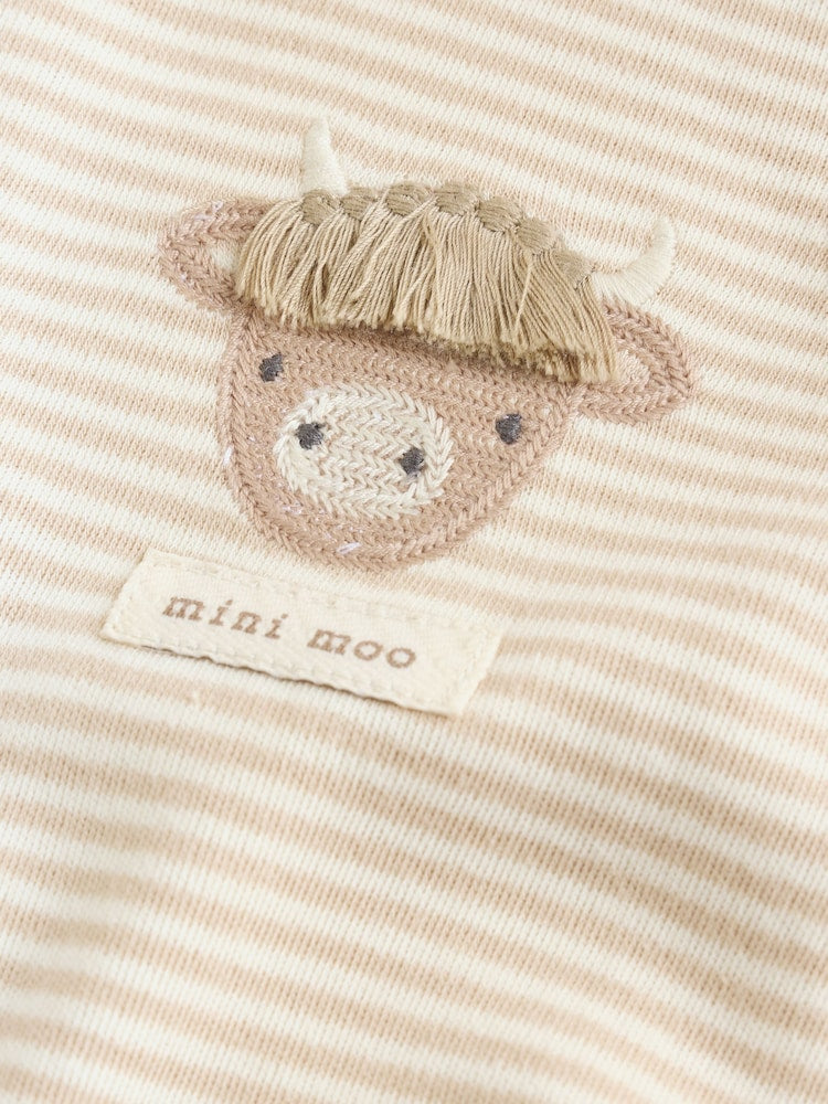 Neutral Hamish Highland Cow Jersey Baby Rompers 3 Pack