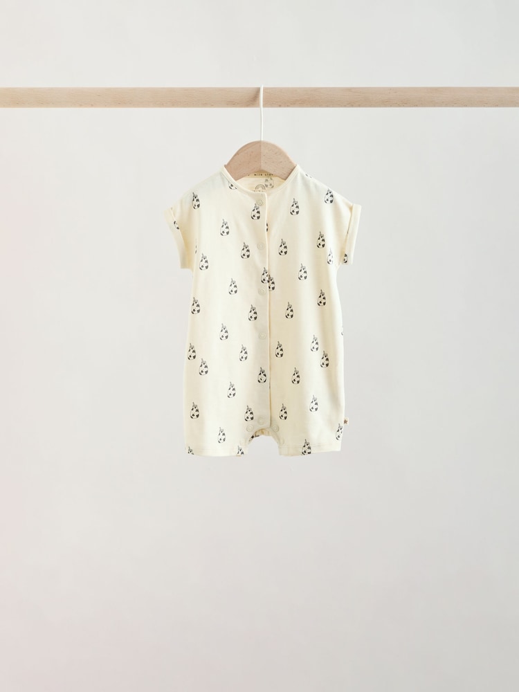 Neutral "Milk Club" Embroidered Baby Jersey Rompers 4 Pack