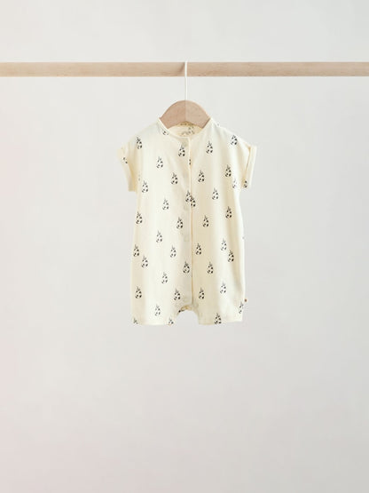 Neutral "Milk Club" Embroidered Baby Jersey Rompers 4 Pack