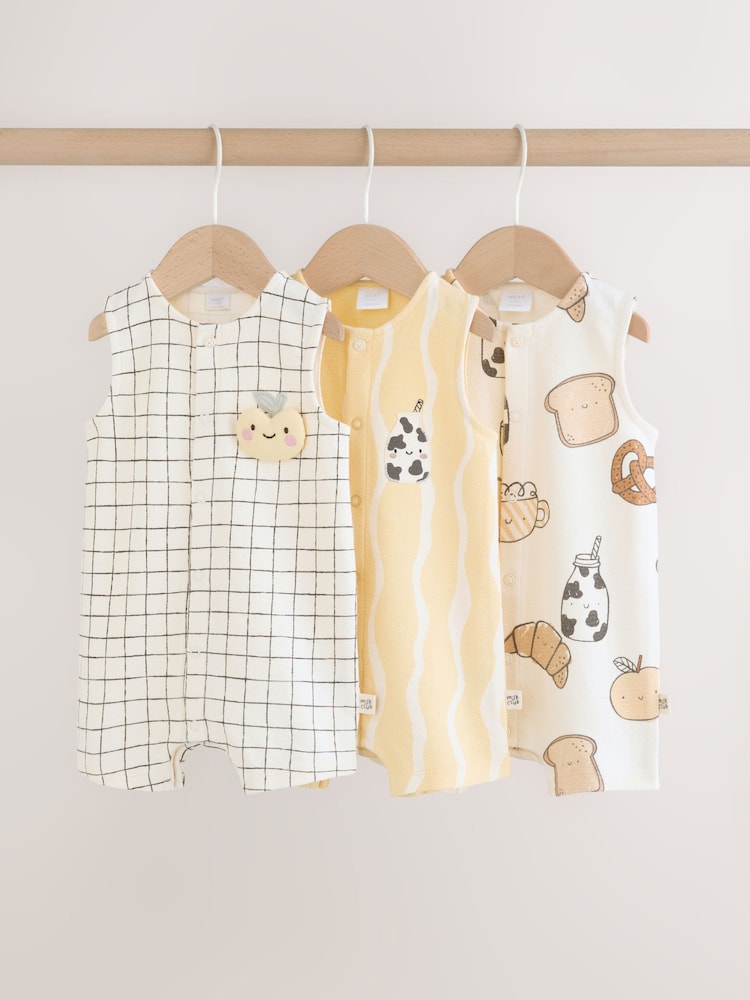 Milk Club Printed Jersey Baby Rompers 3 Pack - 12-18 Months (80-86cm)
