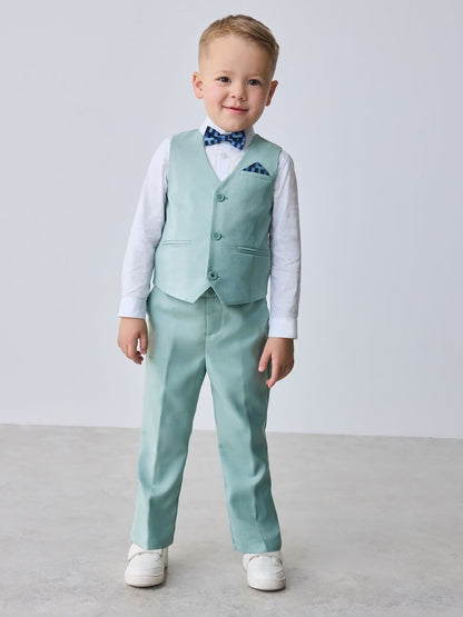 Baker by Ted Baker Waistcoat Shirt And Trousers Set - Size 12-18 Months (80-86cm) - Green