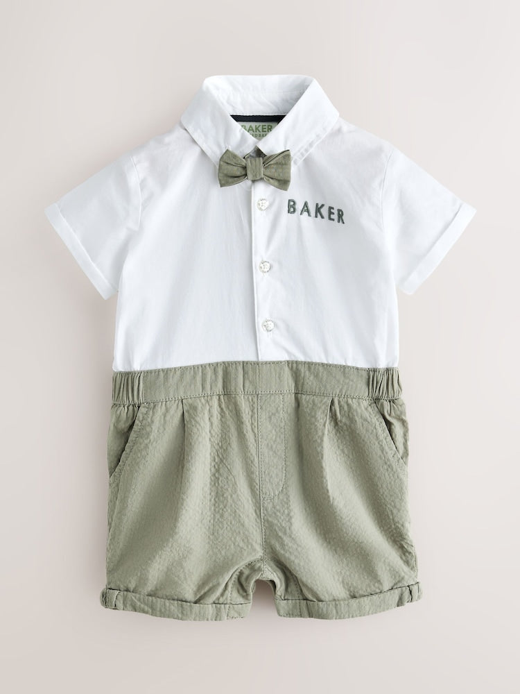 Baker by Ted Baker Blue/Navy Textured Smart Romper - Green / Up To 3 Months (50 - 62cm)
