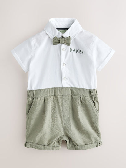 Baker by Ted Baker Blue/Navy Textured Smart Romper - Green / Up To 3 Months (50 - 62cm)