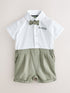 Baker by Ted Baker Blue/Navy Textured Smart Romper - Green / Up To 3 Months (50 - 62cm)