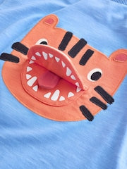 Blue Tiger Short Sleeve Interactive T-Shirt (3mths-7yrs) - Size 3-6 Months (62-68cm)