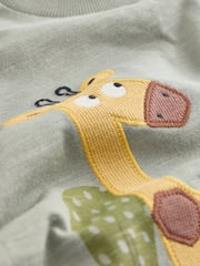 Green Giraffe Short Sleeve Appliqué T-Shirt (3mths-7yrs) - Size 3-6 Months (62-68cm)