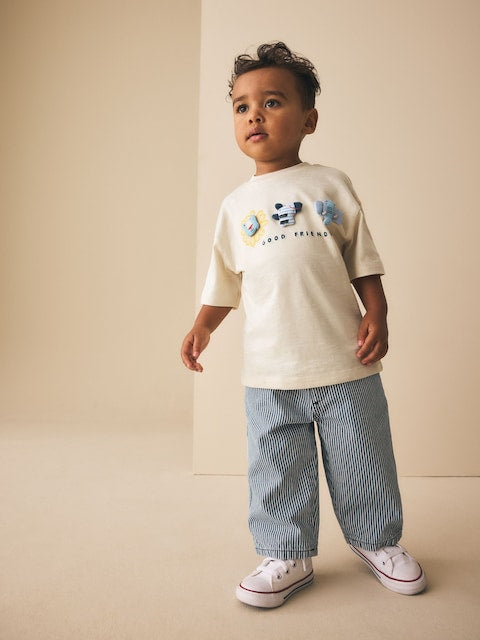 Neutral Safari Animals Short Sleeve 3D Padded T-Shirt (3mths-7yrs) - Size 3-6 Months (62-68cm)