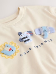 Neutral Safari Animals Short Sleeve 3D Padded T-Shirt (3mths-7yrs) - Size 3-6 Months (62-68cm)