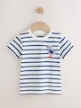 White/Blue Stripe Seagull Short Sleeve 3D Padded T-Shirt (3mths-7yrs) - Size 3-6 Months (62-68cm)